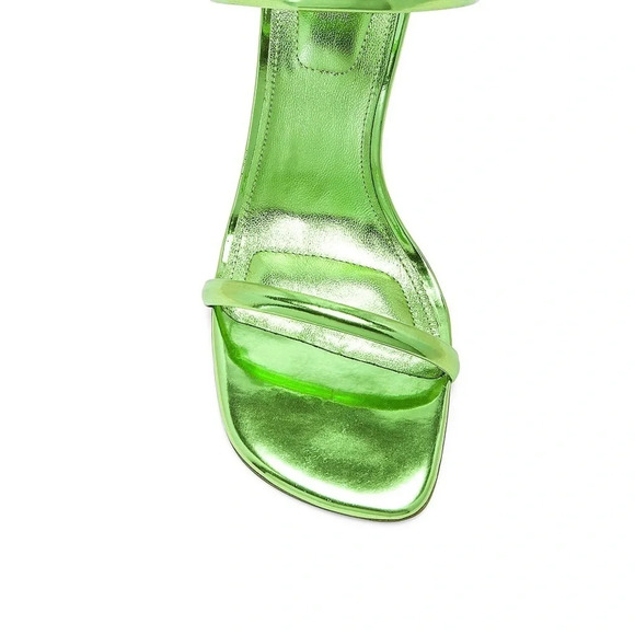 NWOB Simkhai Siren‎ minimalist  metallic / chrome green heeled sandals 38 - Picture 6 of 11